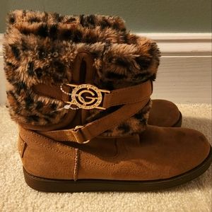 Guess leopard fur boots women's size 7.5